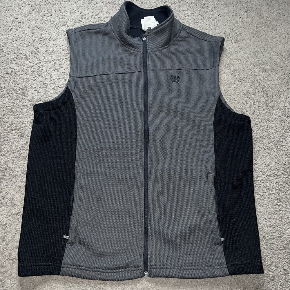 Cinch Vest Mens Medium Gray Western Zip Pockets Lined‎